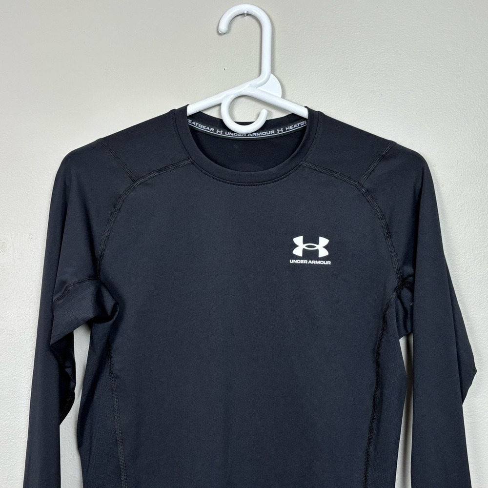 Under Armour Shirt Mens Medium Black Heatgear Armour Long Sleeve Compression - Picture 2 of 8